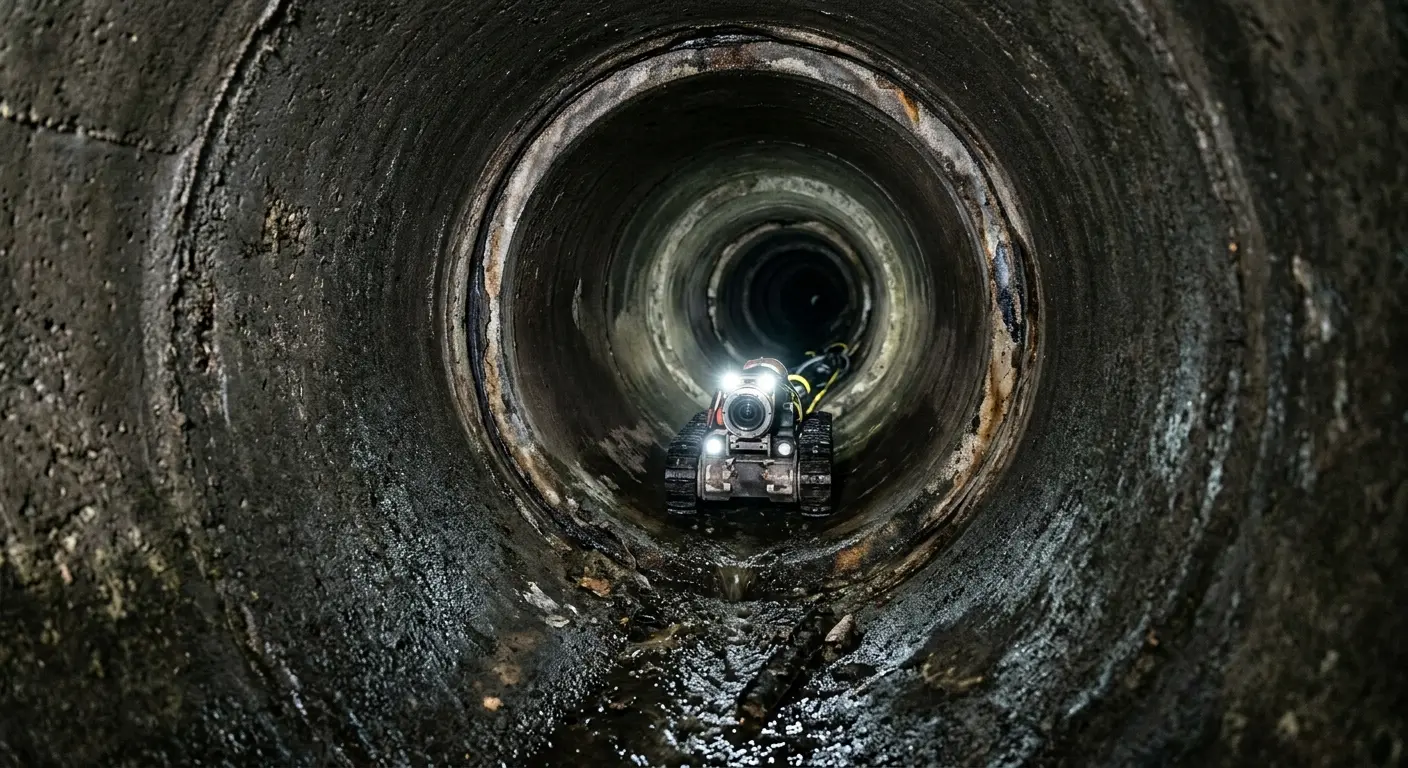 Robotic sewer camera inspecting pipe interior for Drain Snake Service in Dunlap
